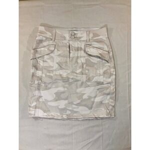 Democracy AB Solution Camouflage Mini‎ Skirt Tan White Size 0 Distressed Hem